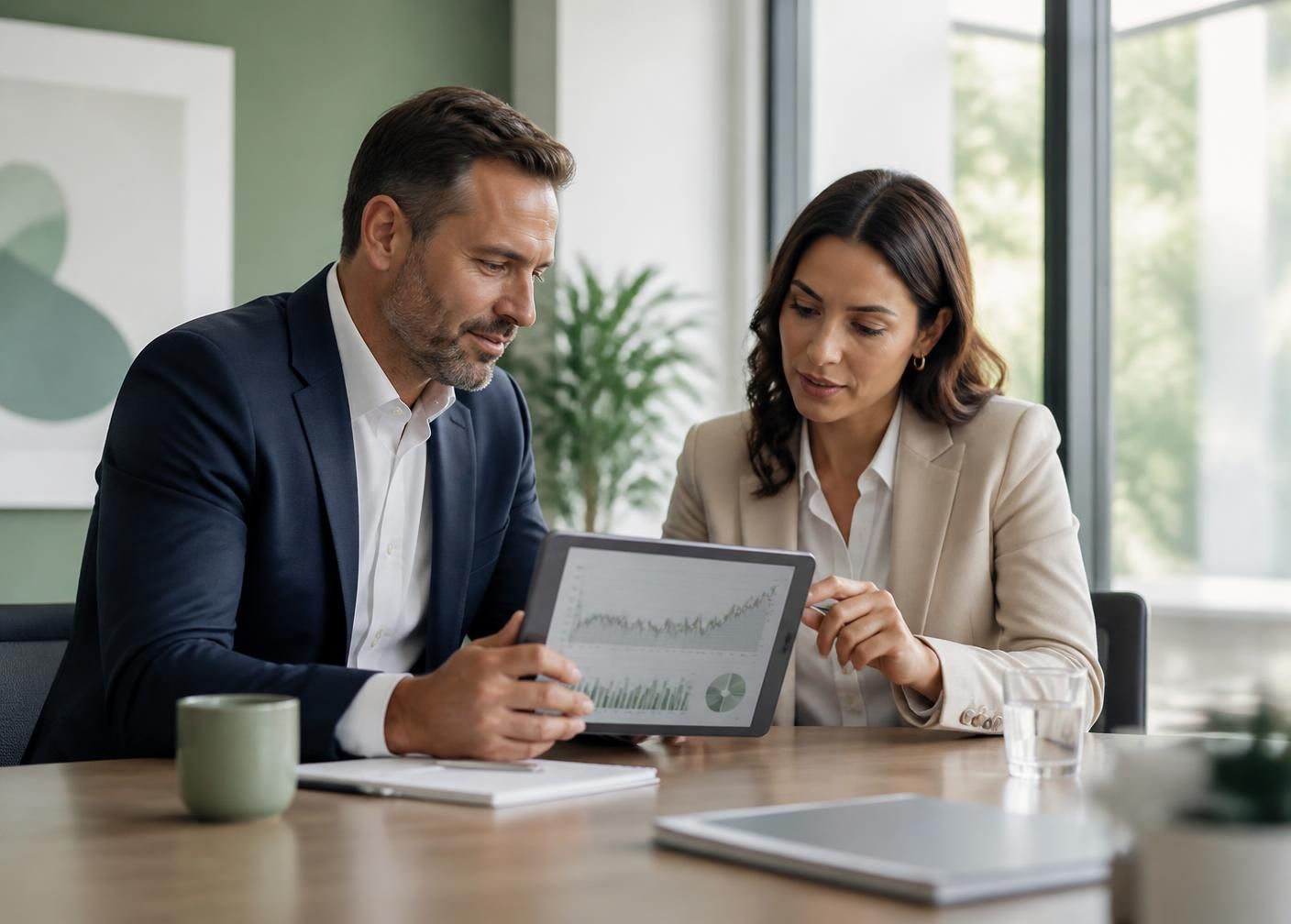 Profissionais analisando indicadores de investimento